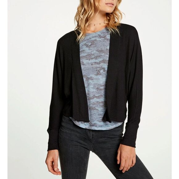 NWT Chaser Cozy Rib Drop Shoulder Cropped Open Cardigan in Ceramic (Ivory) Small - Picture 13 of 13